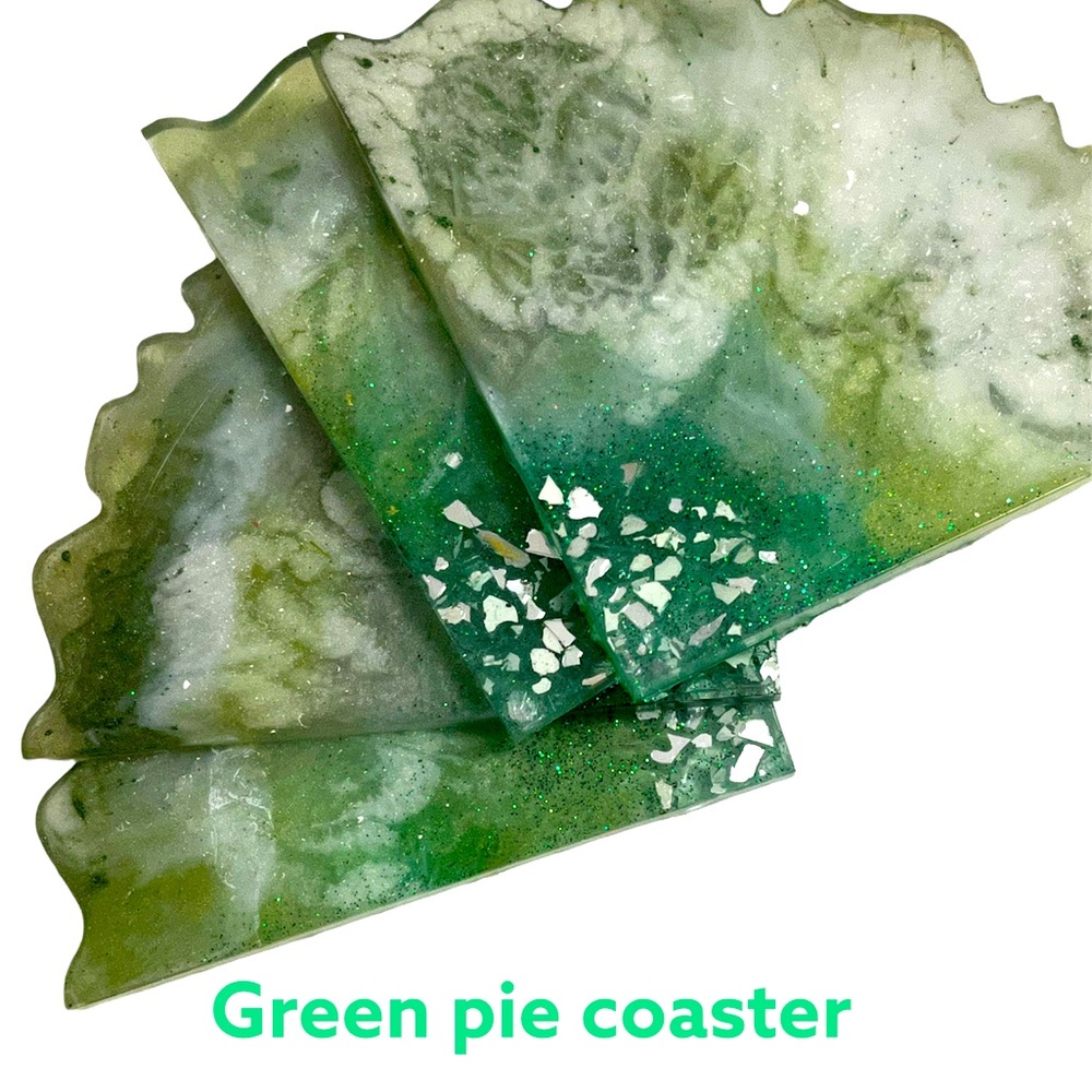 Stunning handmade pie shape coasters. Set of 4.